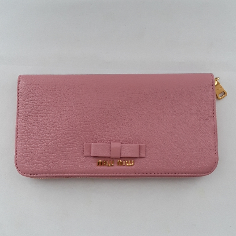 NIB Miu Miu 5ML506 Pink Leather zip Around wallet - Picture 2 of 8